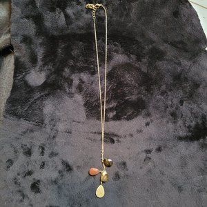 17"-19" Gold Chain Necklace -Brown Yellow Gold Pendant